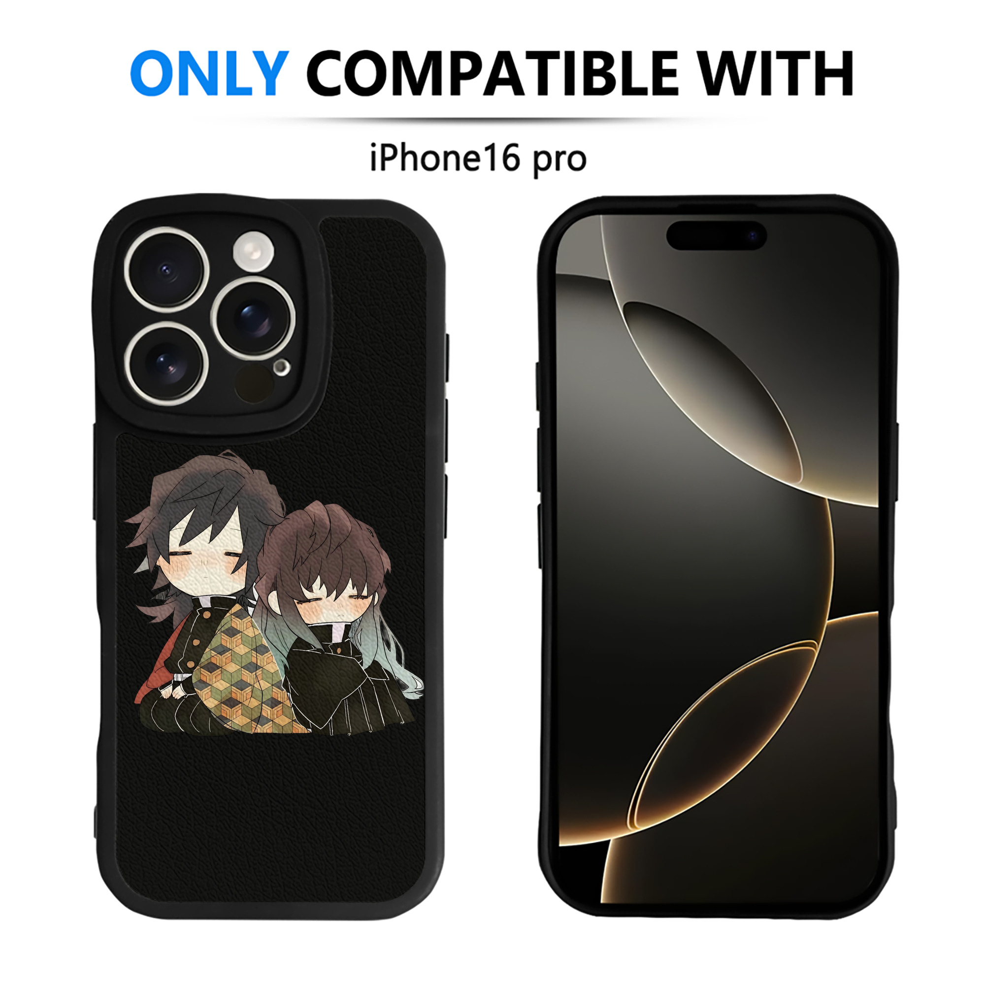 （画像用） 鬼滅の刃（きめつのやいば）水柱-冨岡 義勇／とみおか ぎゆう Tomioka Giyuu 【iPhone 16シリーズ対応】シリコンスマホケース（レザー調） 材質：シリコン